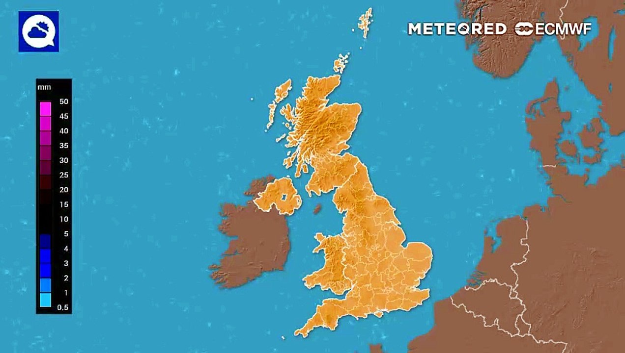 Up to 40mm of accumulated rain today in Scotland