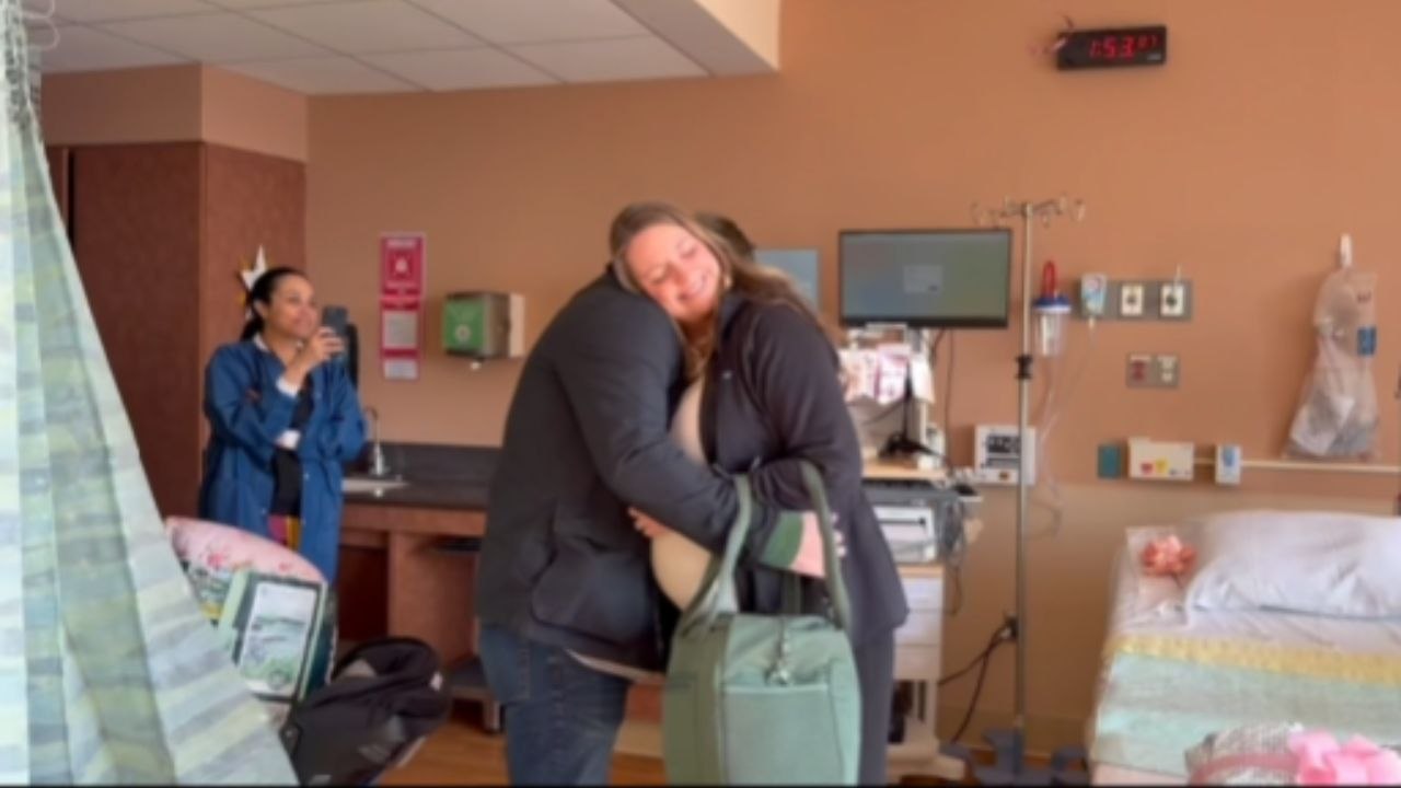 Labor Nurse Enters Her Unit To Deliver Her First Baby