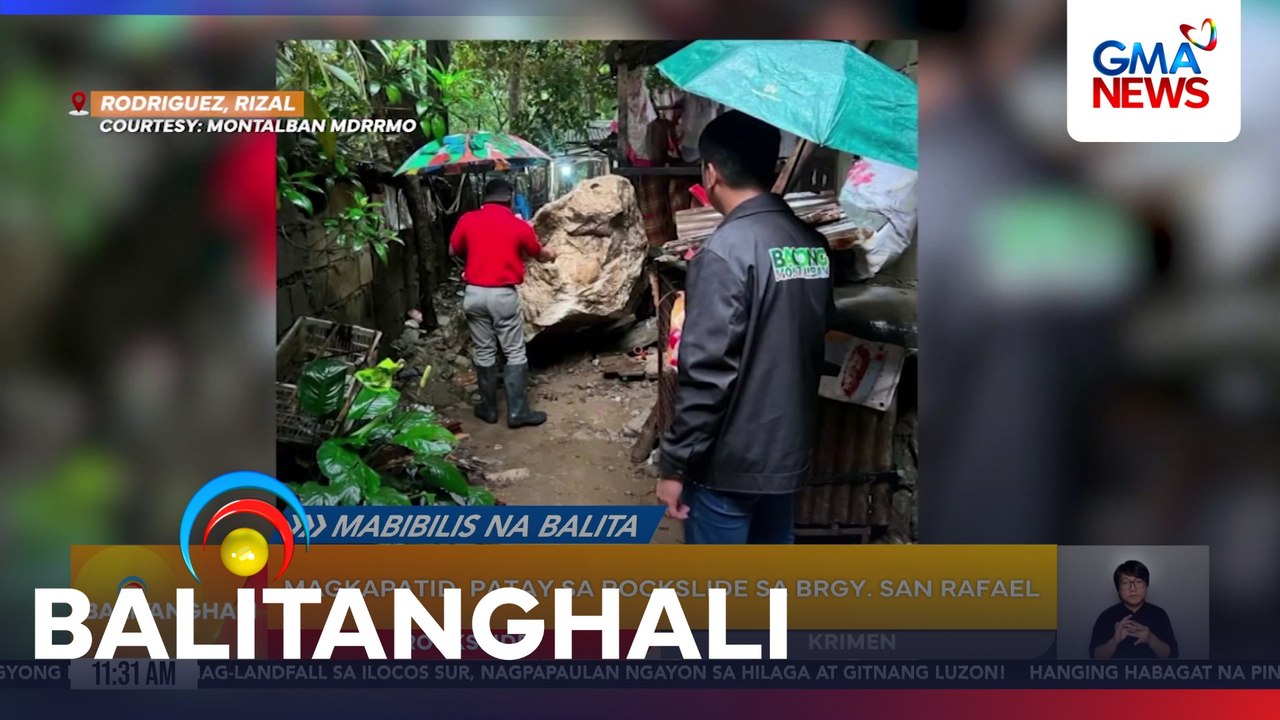 Magkapatid, patay sa rockslide sa Brgy. San Rafael | Balitanghali