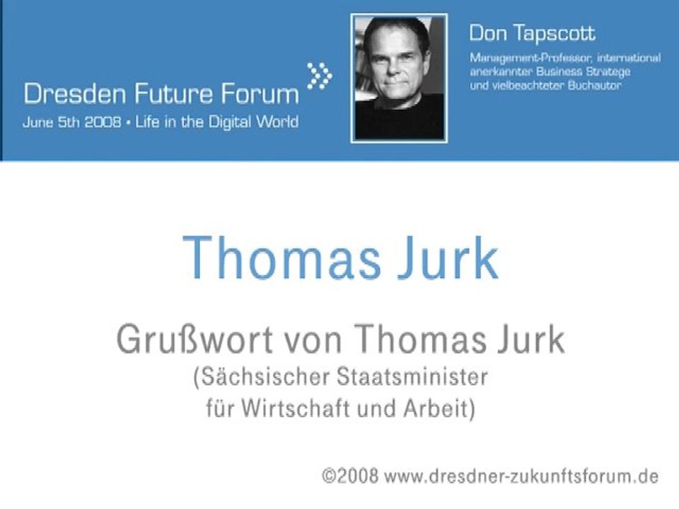 3. Dresdner Zukunftsforum: Grußwort von Thomas Jurk