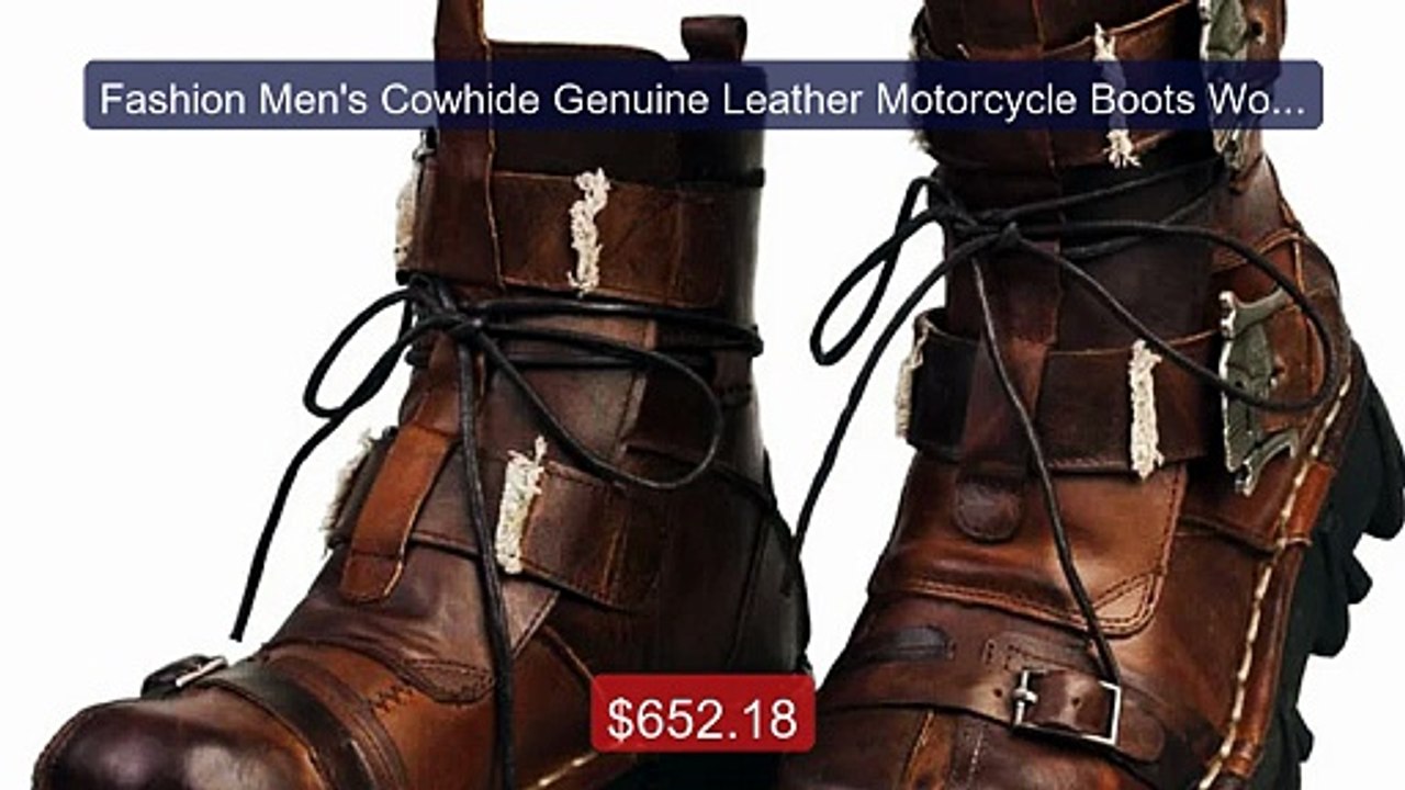 Fashion Men's Cowhide Genuine Leather Motorcycle Boots Work... -- Top Pick 2026 | Unbeatable Price!