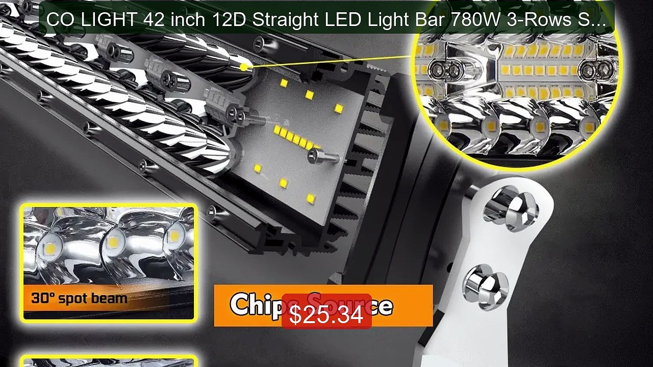 CO LIGHT 42 inch 12D Straight LED Light Bar 780W 3-Rows Spot F... -- Hot Deal 2026 | Limited Offer!