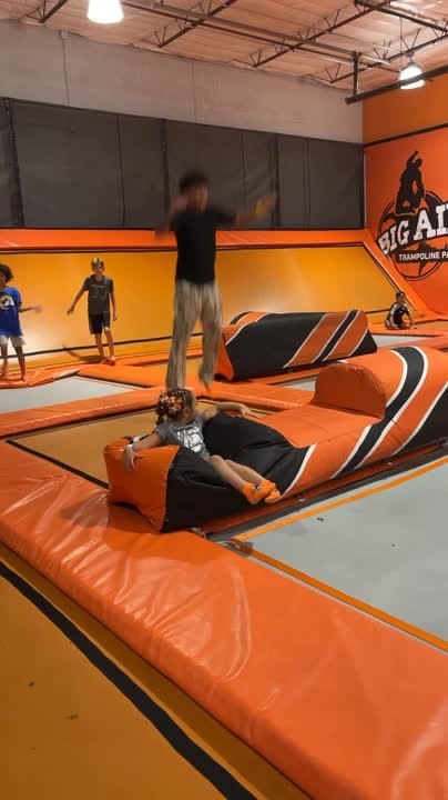 Young Girl Gets Launched High At Trampoline Park