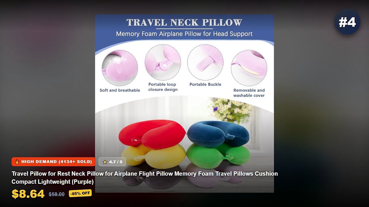 Compact Travel Neck Pillows With Memory Foam: T...