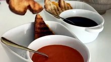 2-in-1 Ceramic Soup and Sandwich Bowl Set with Handle – White Serving Bowl for Tomato Soup, Grilled Cheese, Snacks & Breakfast – Modern Microwave and Dishwasher Safe