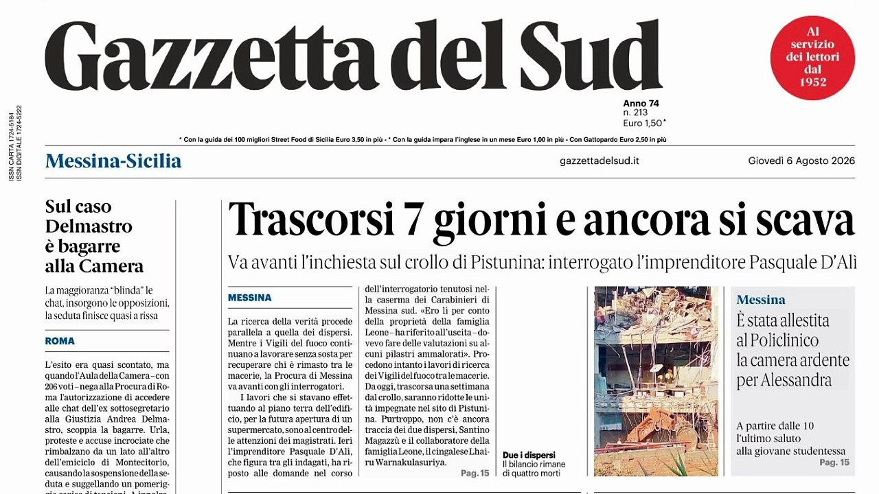 Rassegna stampa 06-08-2026 edizione Messina
