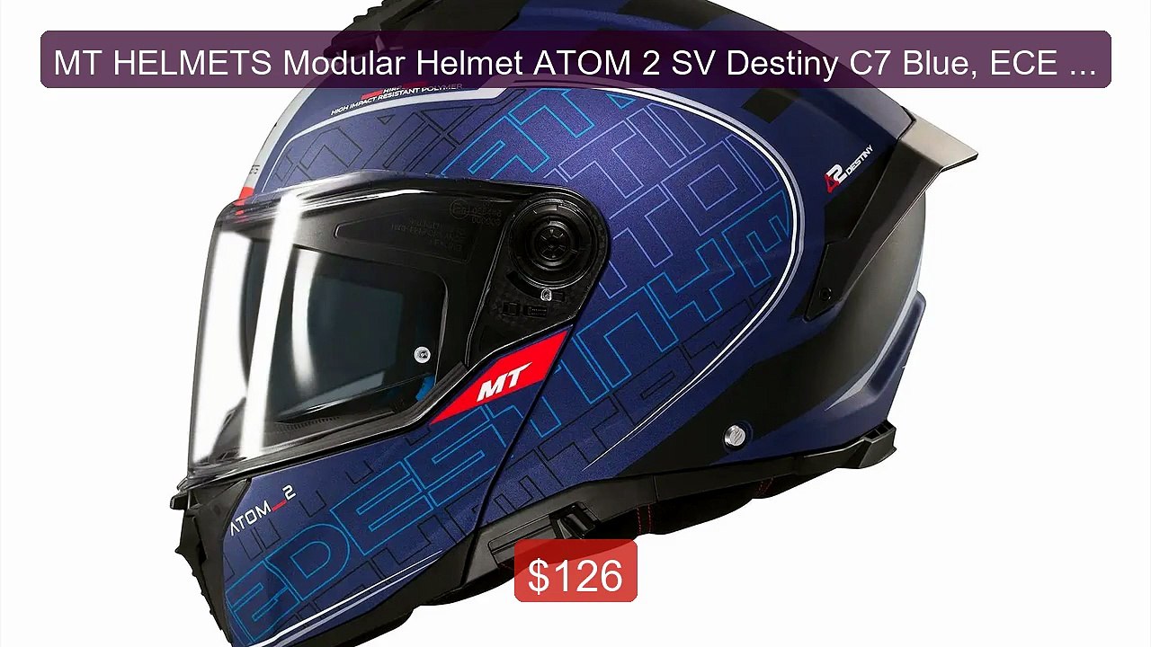 MT HELMETS Modular Helmet ATOM 2 SV Destiny C7 Blue, ECE 22.06... -- Best Buy 2026 | Great Quality!