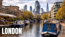 4K London Walking Tour 🇬🇧 | Regent’s Canal Walk  | Houseboats and Real Relaxed London Vibes