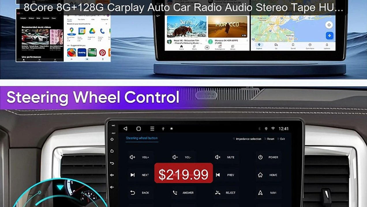 8Core 8G+128G Carplay Auto Car Radio Audio Ster...