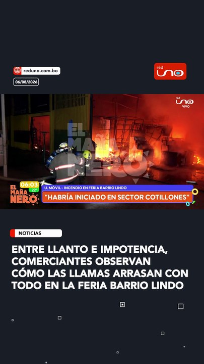 Entre llanto e impotencia, comerciantes observan cómo las llamas arrasan con todo en la feria barrio lindo