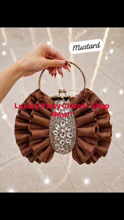 Luxury Rhinestone & Ruffled Party Clutch Bag | VOGUE MISS | Shop Now!