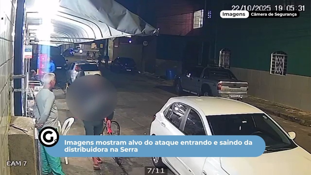 Imagens mostram alvo do ataque entrando e saindo da distribuidora na Serra
