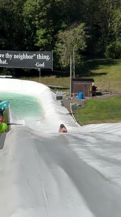Girl Slides Off Course During High-Speed Boogie Board Ride