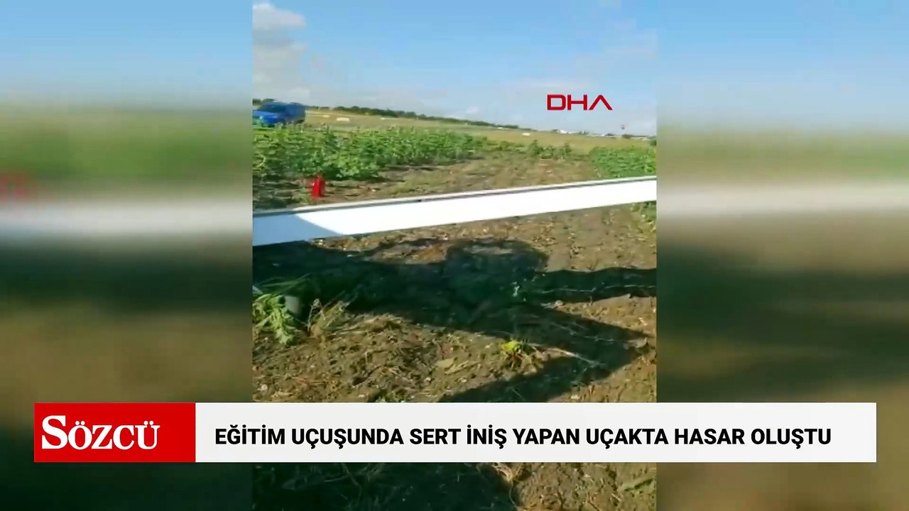 Eğitim uçuşunda sert iniş yapan uçakta hasar oluştu