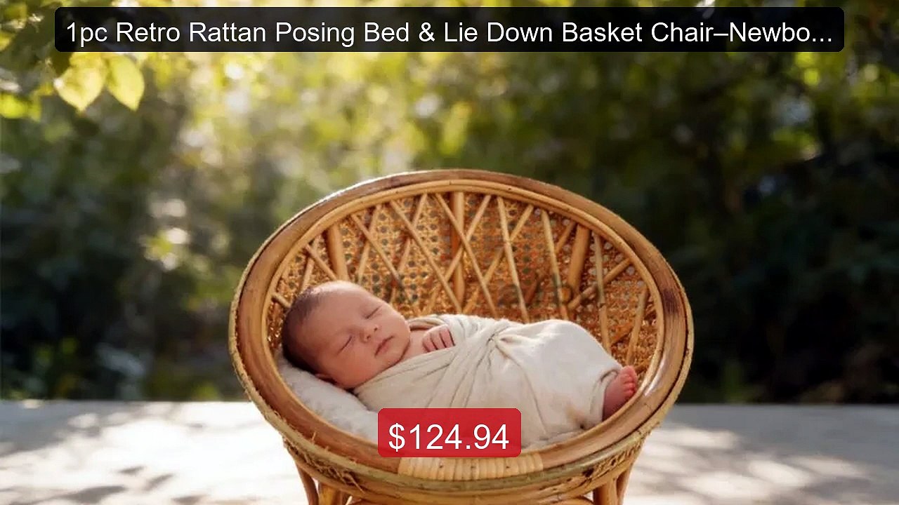 1pc Retro Rattan Posing Bed & Lie Down Basket Chair–Newborn B... -- Amazing Value 2026 | Must Have!