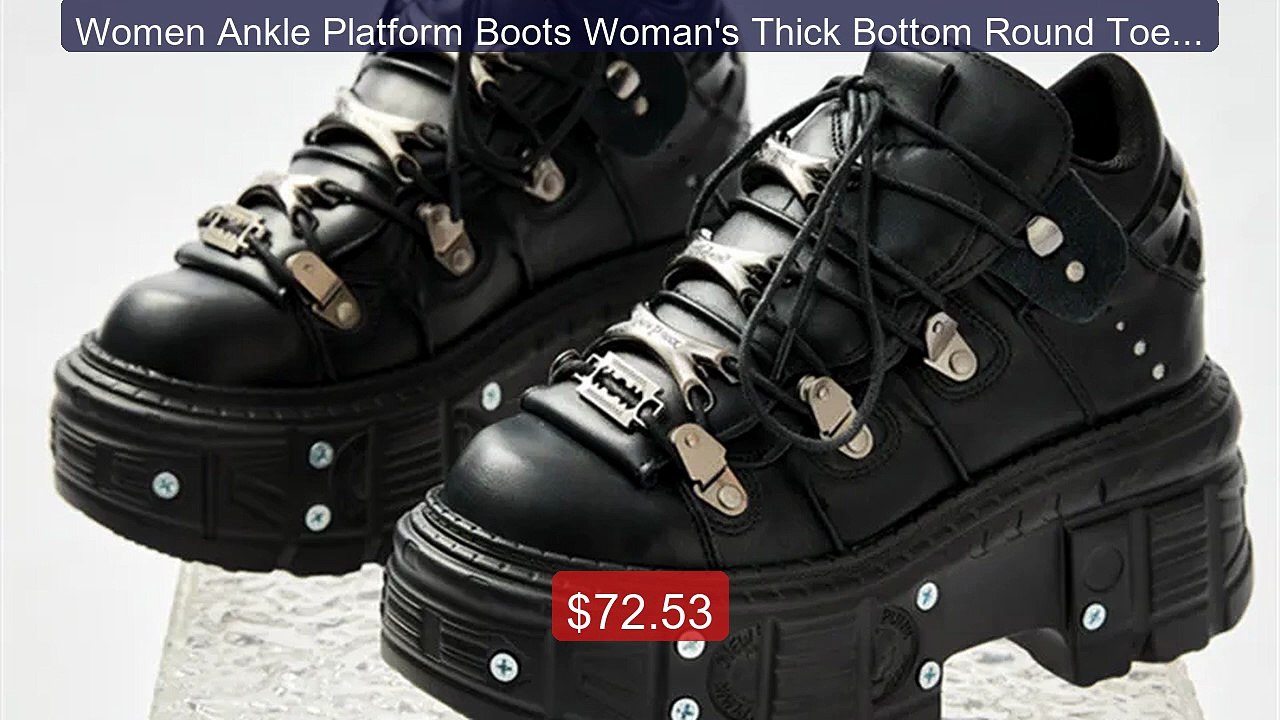 Women Ankle Platform Boots Woman's Thick Bottom Round Toe Lace... -- Hot Deal 2026 | Limited Offer!