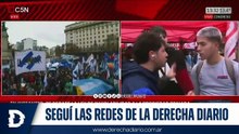 Bajo la lluvia, militantes kirchneristas marchan en el Congreso contra el proyecto de Milei
