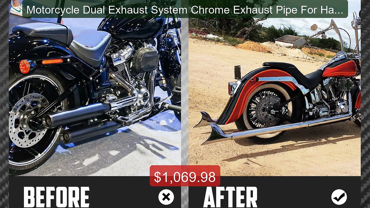 Motorcycle Dual Exhaust System Chrome Exhaust P...