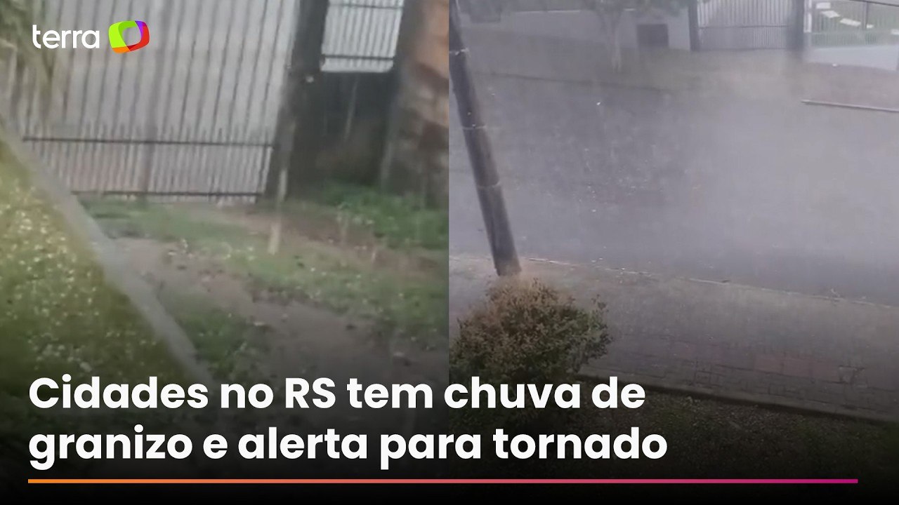 Chegada de ciclone provoca granizo e afeta mais de 100 casas no RS