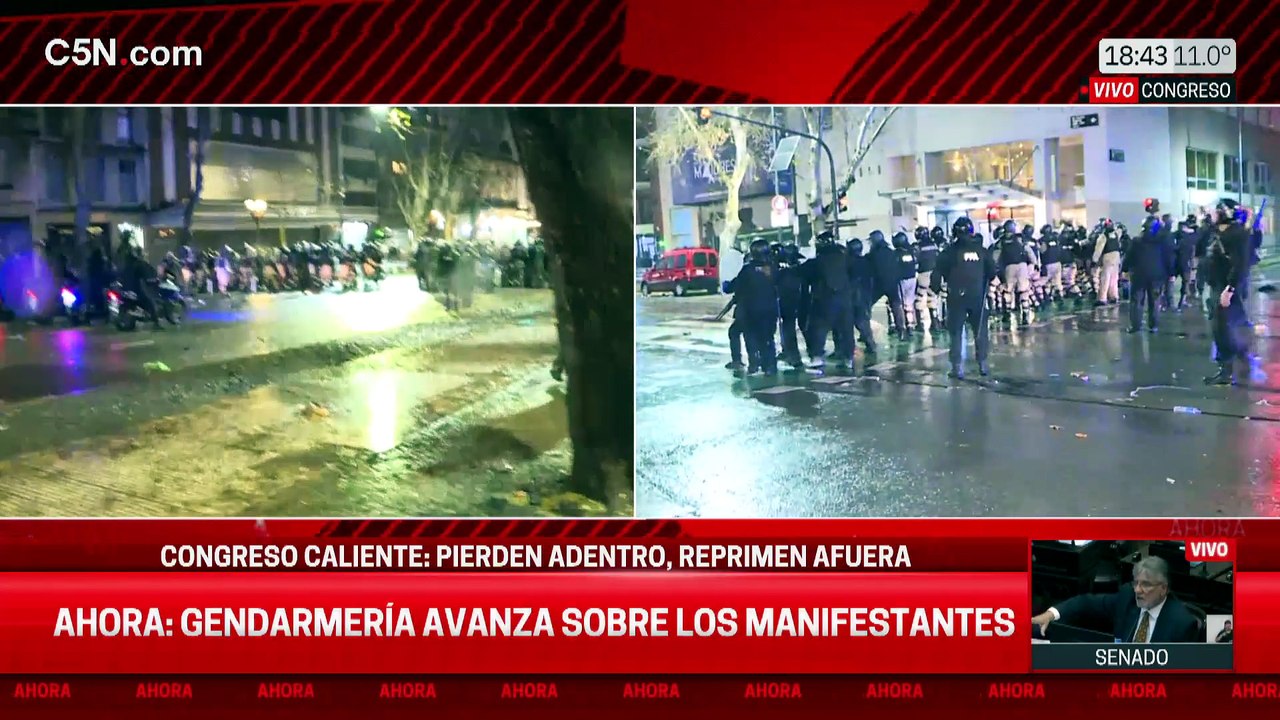 Las fuerzas de seguridad desataron una impresionante represión a las afueras del Congreso de la Nación