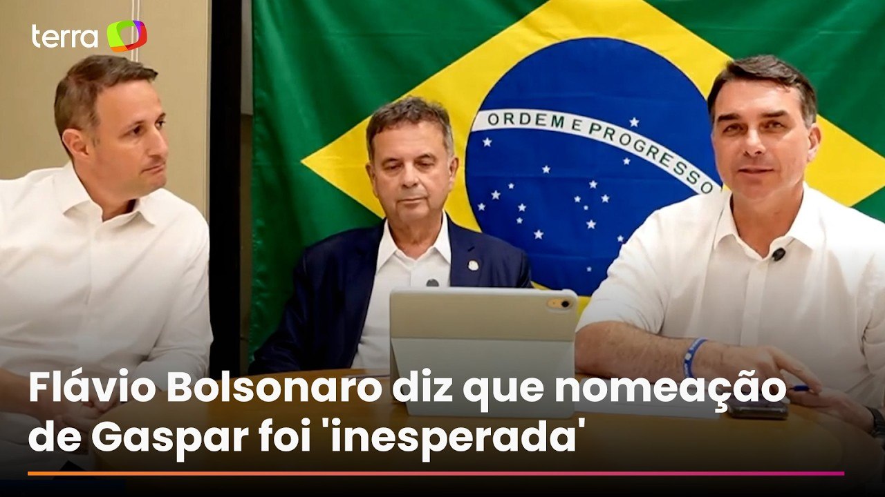 Flávio Bolsonaro afirma que anúncio de Gaspar como vice  foi inesperado: 'Chá revelação'