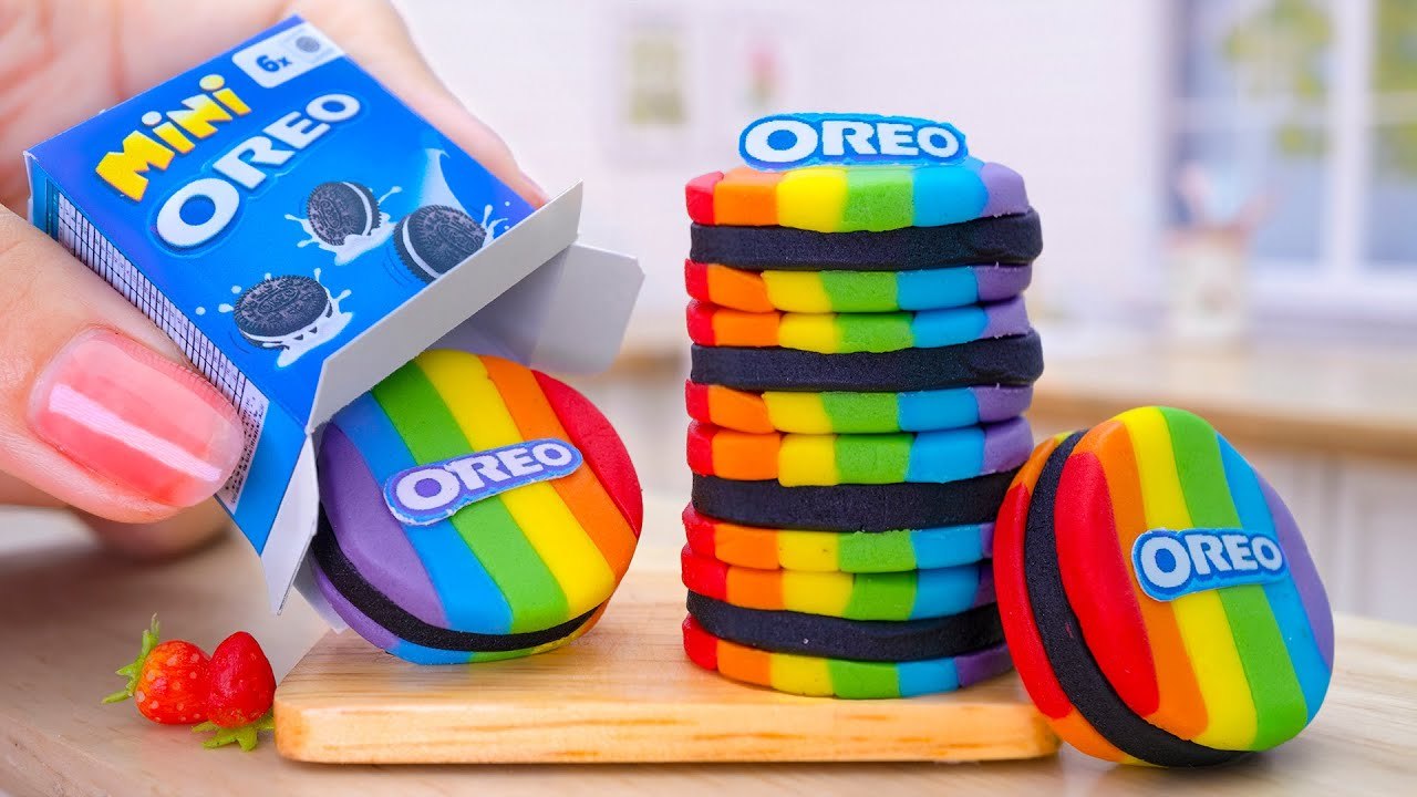Fancy Miniature Rainbow OREO Cake Decorating Tutorial 🌈 Easy Mini Yummy Cake Recipe Idea - ASMR