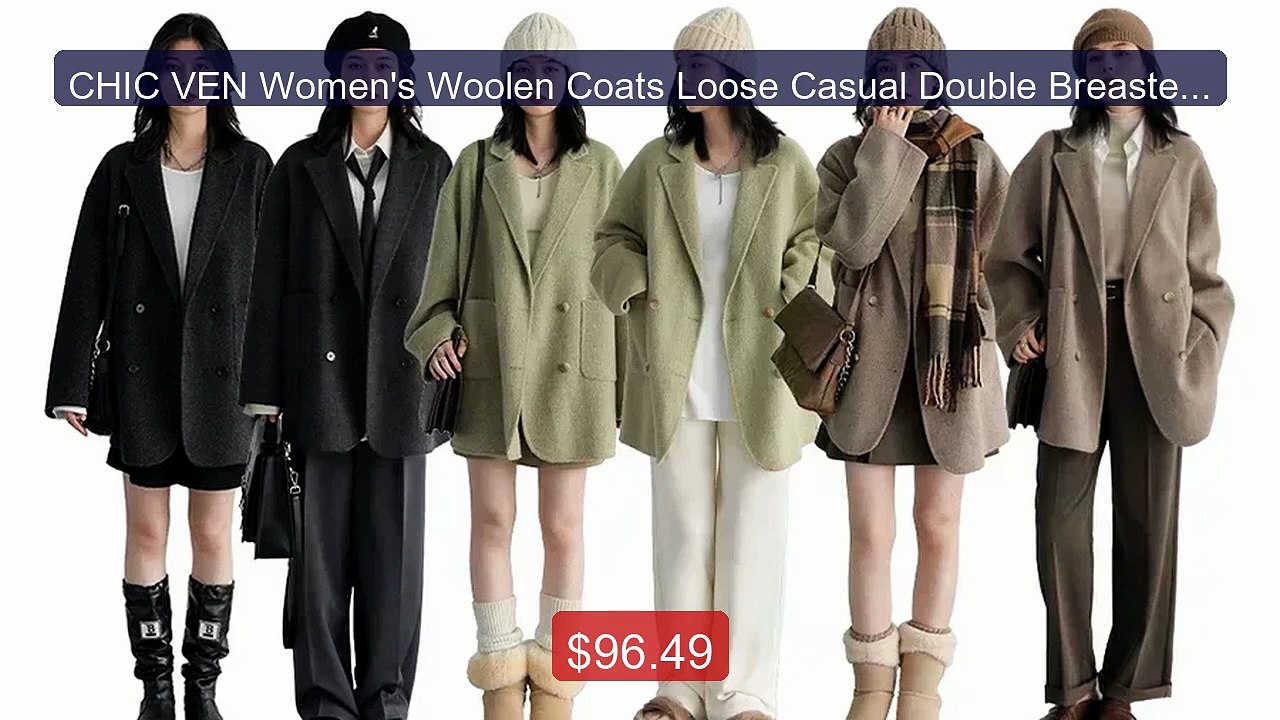 CHIC VEN Women's Woolen Coats Loose Casual Double Breasted Ret... -- Best Buy 2026 | Great Quality!