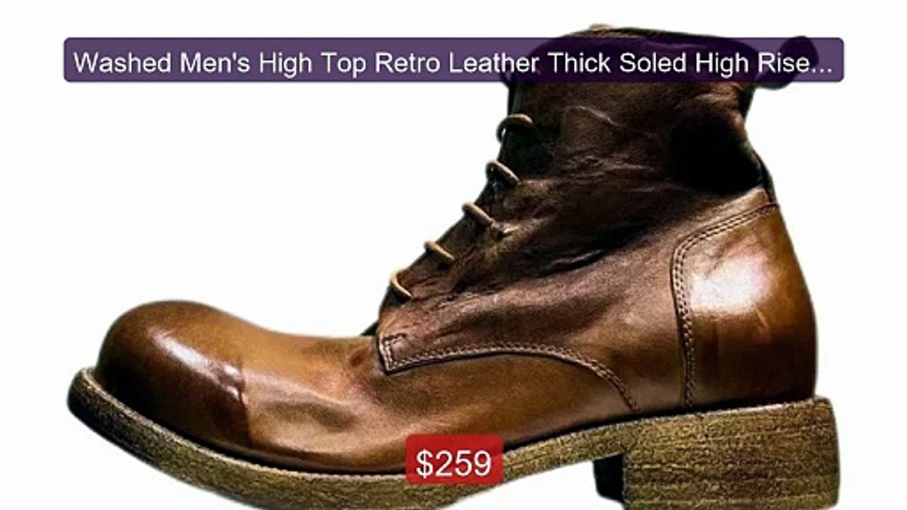 Washed Men's High Top Retro Leather Thick Soled High Rise Shor... -- Hot Deal 2026 | Limited Offer!