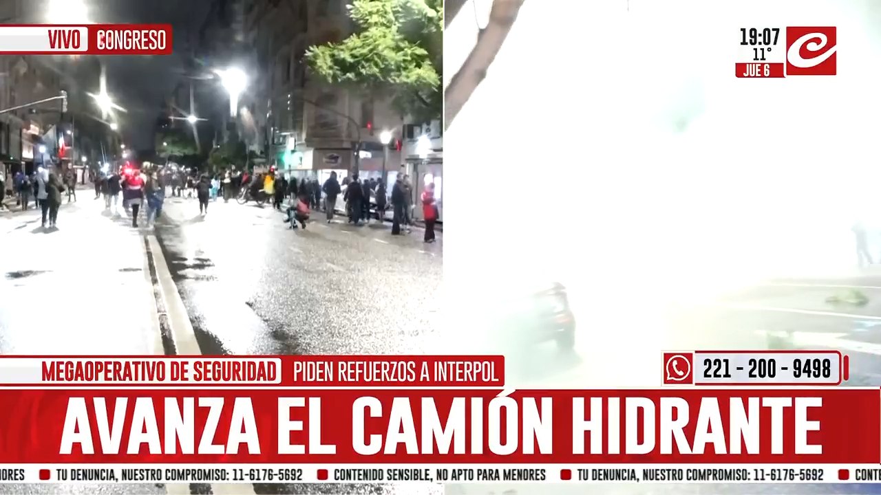 ¡Batalla campal en el Congreso! Piedrazos, gases y tres detenidos