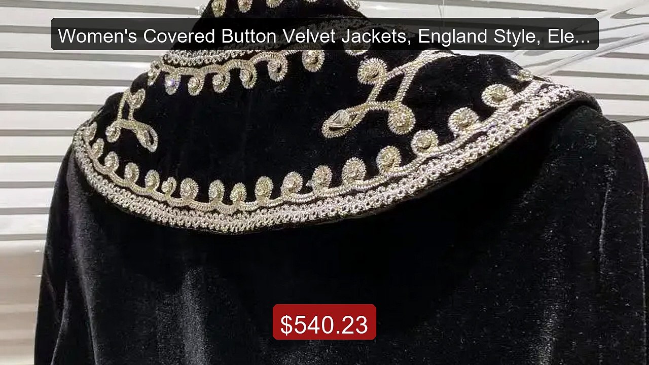 Women's Covered Button Velvet Jackets, England Style, Elegant ... -- Best Buy 2026 | Great Quality!
