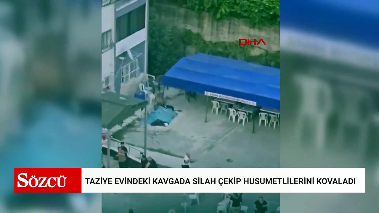 Taziye evindeki kavgada silah çekip husumetlilerini kovaladı