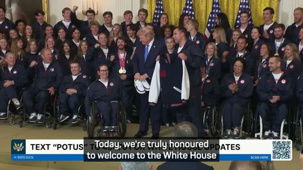 Donald Trump celebrates Winter Olympians at the White House