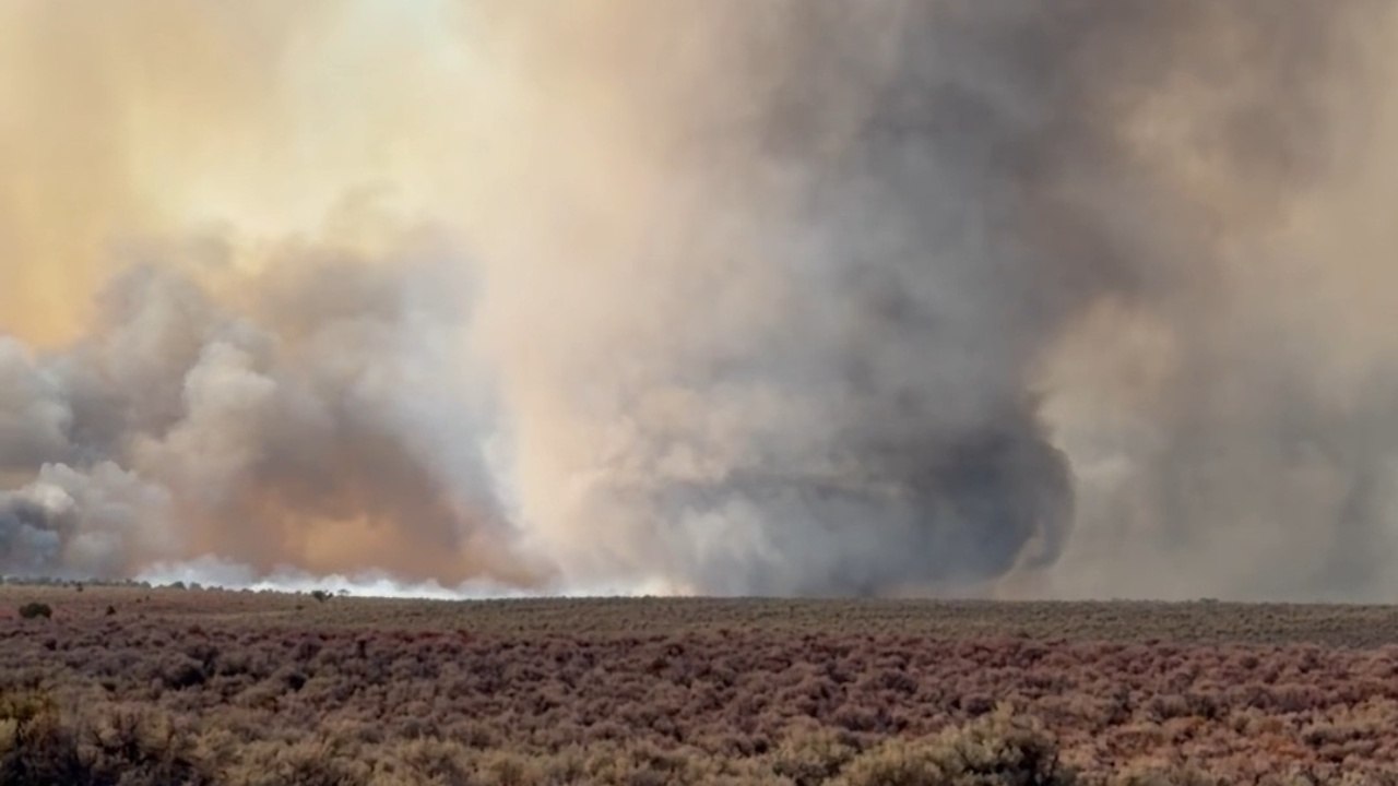 Uncommon Fire Whirl Spins Across Nevada's Terrain