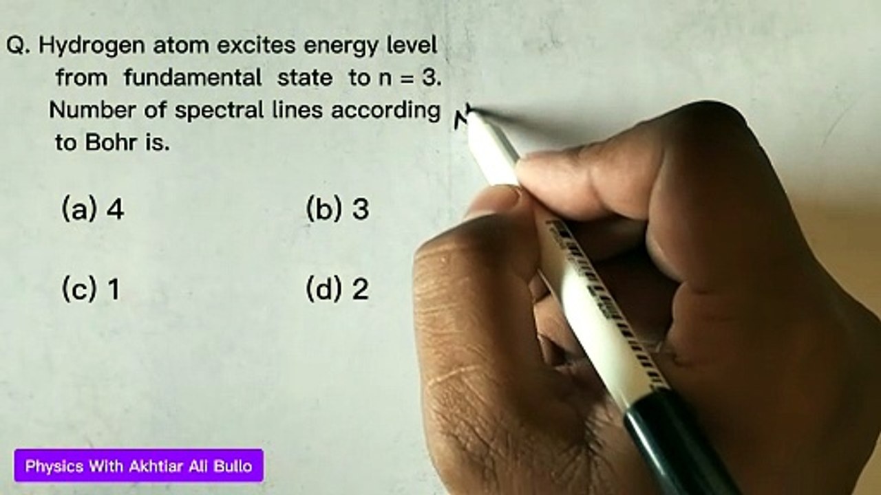 Hydrogen atom excites energy level from fundamental state to n=3. Number of spectral lines according to Bohr is