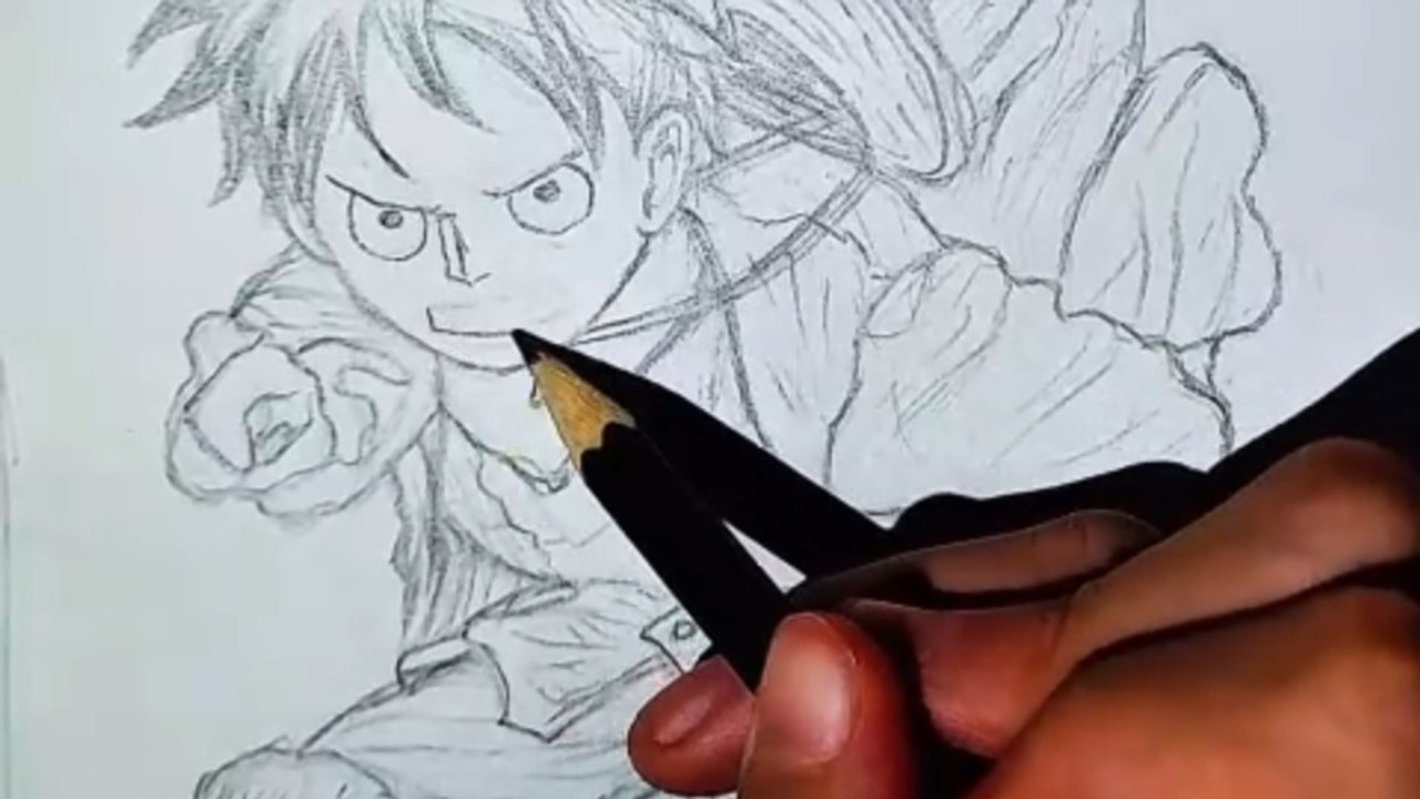 How to draw luffy pencil sketch from one piece...