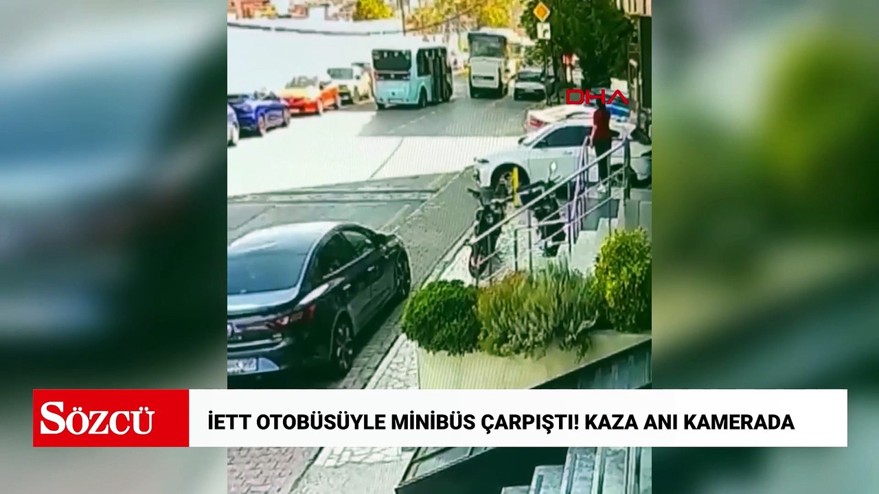 Kağıthane’de sollama yapan yolcu minibüsünün İETT otobüsüyle çarpıştığı kaza kamerada: 3 yaralı
