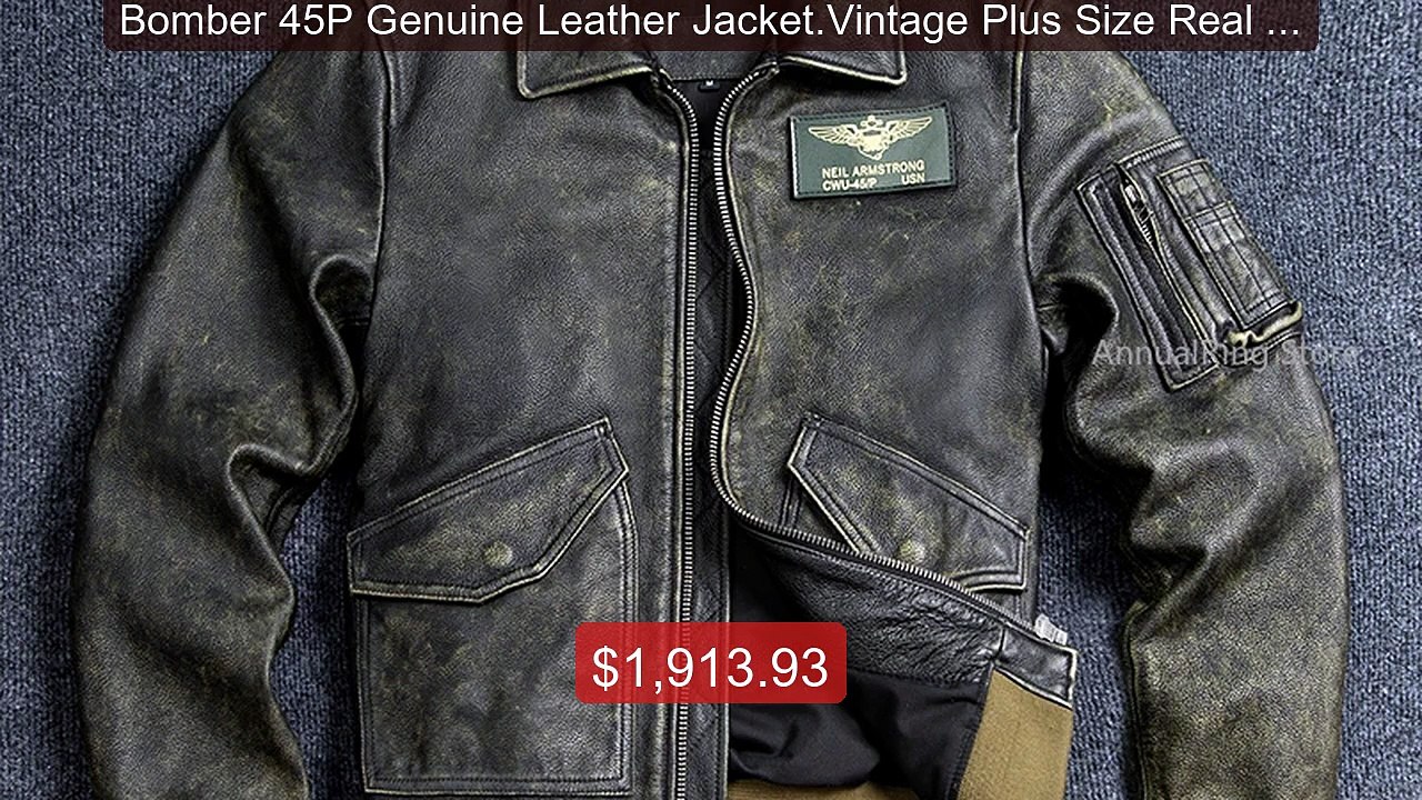 Bomber 45P Genuine Leather Jacket.Vintage Plus Size Real Cowhide C... -- Best Deal 2026 | Shop Now!