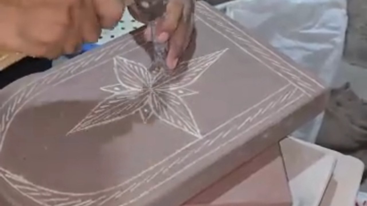 Stone Slab Design by Hand  Complete Making Process