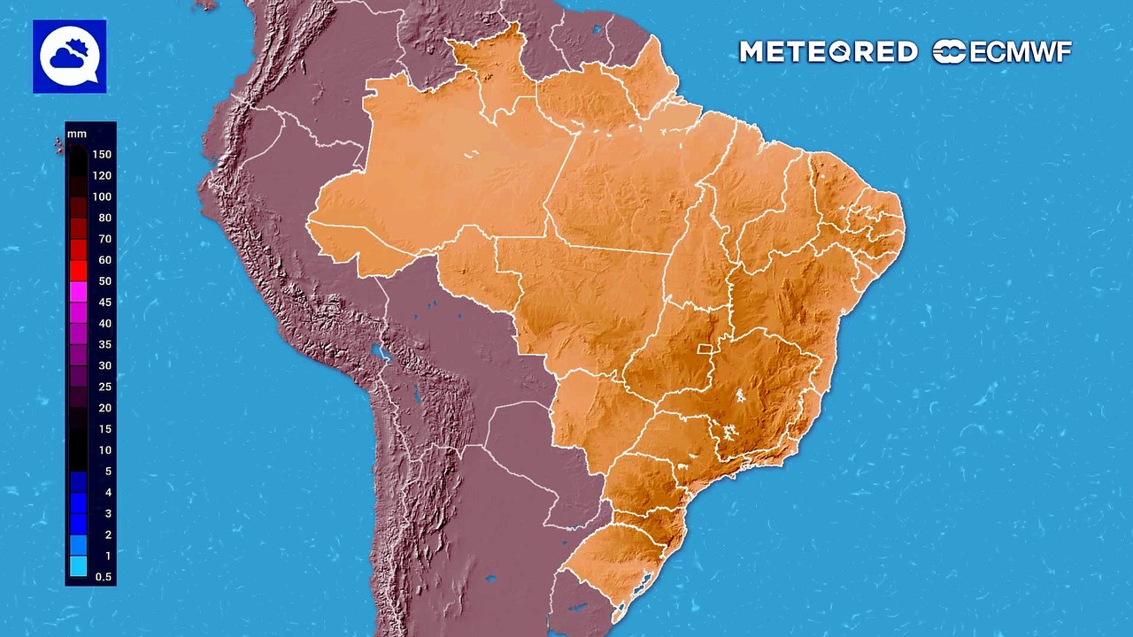 Sexta-feira, 7 de agosto: Chuva acumulada prevista.