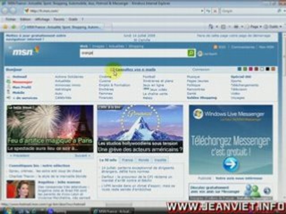 Changer page d'accueil