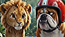 Baby Lion vs Bulldog Jungle Race | Cute 3D Animation