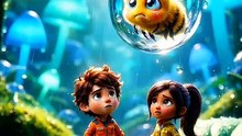 Tiny Heroes Rescue a Bee Trapped in a Giant Raindrop! 💧✨ | 3D Pixar-Style Miniature Adventure