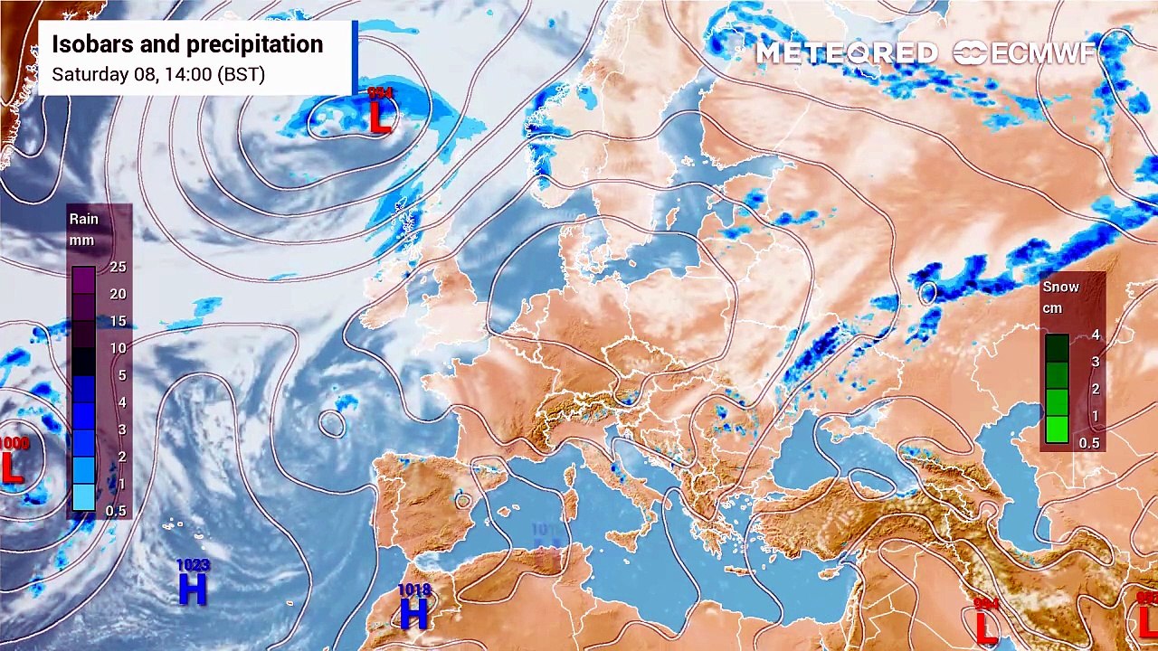 High pressure suppresses the Low, blocking any chance of rain in England