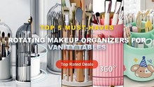 Top 5 Best Rotating Makeup Organizers For Vanity Tables (Must Have!) - Rotating Pen Holder Desk Organizers Large Capacit...