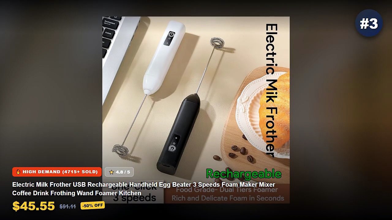 Don't Buy Electric Milk Frother For Home Coffee Before Watching This! - MINI Milk Frother USB Rechargeable 3 Speeds Foam...