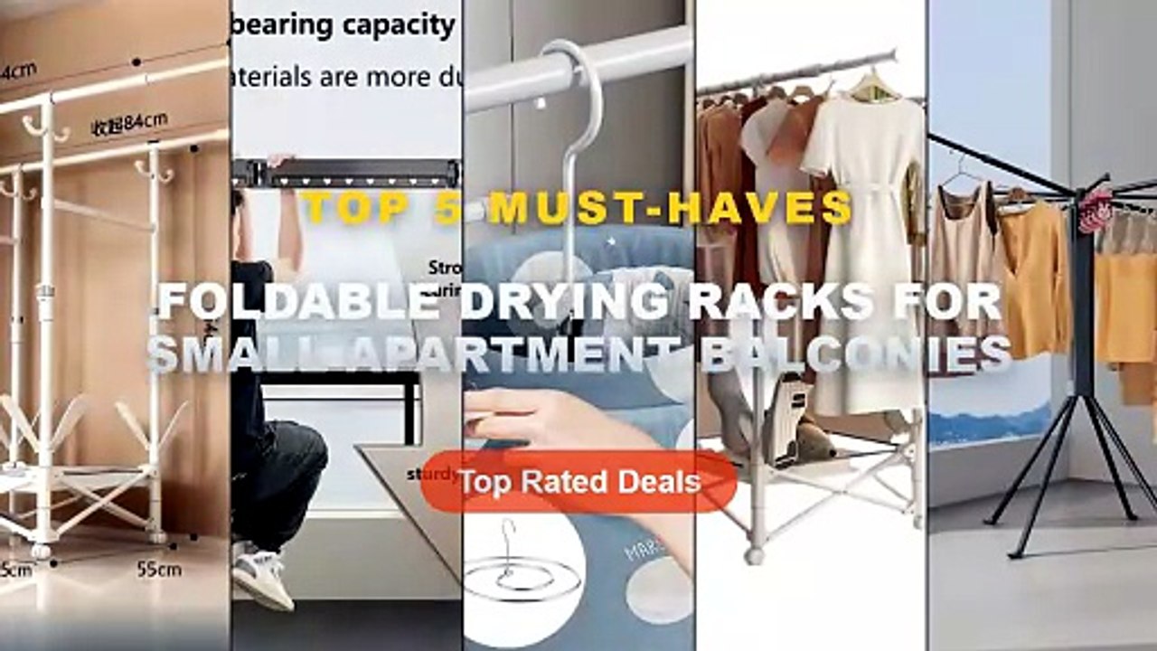 Amazing Foldable Drying Racks For Small Apartment Balconies You Need To See - Foldable Double Rod Clothes Drying Rack fo...