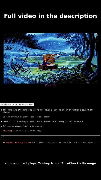 Claude Opus 5 low thinking plays Monkey Island 2