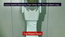 Luxury Sparkly Diamonds Pearl White See Through Mesh Long Dres... -- Best Buy 2026 | Great Quality!