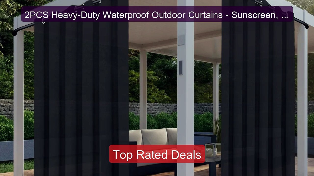 2PCS Heavy-Duty Waterproof Outdoor Curtains - Sunscreen, UV Gu... -- Best Buy 2026 | Great Quality!