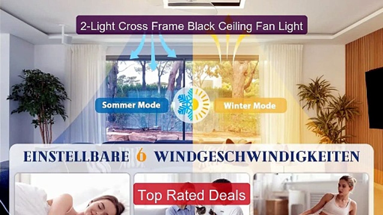 2-Light Cross Frame Black Ceiling Fan Light -- Best Deal 2026 | Shop Now!